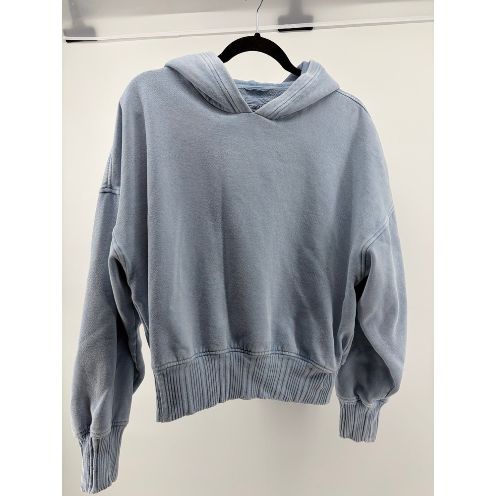 Aerie Blue Cropped Hoodie Sweatshirt Womens Large TP Athleisure Casual Comfort